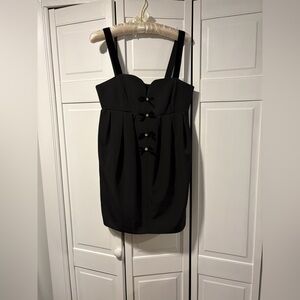 Zara Jewel Button Black Strappy Mini Dress Draped, Sz. S